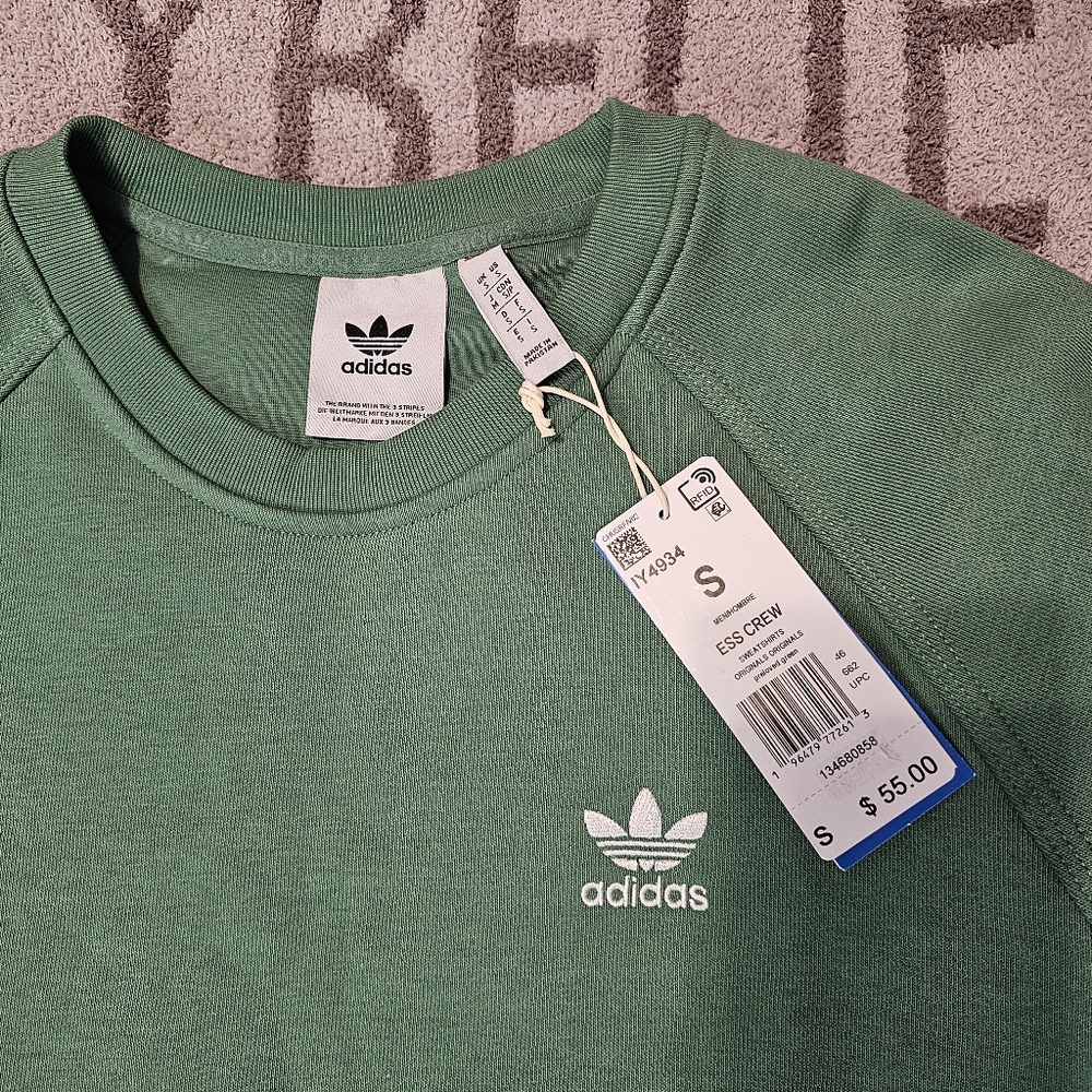 NWT Men's Adidas Essential Embroidered Crewneck Sweatshirt S - Picture 5 of 6